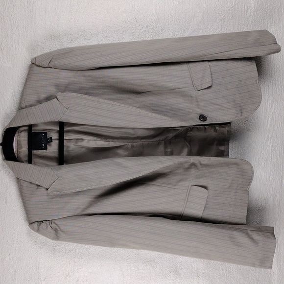 The Limited Taupe Pinstripe One Notched Single Breast Long Sleeve Blazer Jacket - Picture 5 of 16